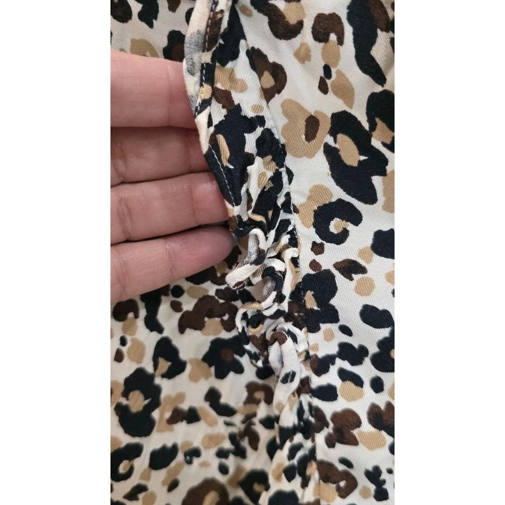 Anthropologie Maeve Leopard Print Ruffle Neck Top Boho Chic Indie Maximalist 4 - Picture 6 of 9